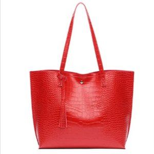 Red croc tote